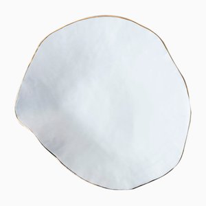 Indulge Nº6 Large White Handmade Porcelain Plates with 24-Carat Golden Rim by Sarah-Linda Forrer, Set of 4