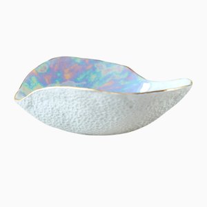 Indulge Nº2 Handmade Bowls in Iridescent Porcelain with 24-Carat Golden Rim by Sarah-Linda Forrer, Set of 2