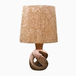 Lamp with Stone Base and Twine Lampshade