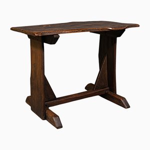 Antique English Georgian Oak Tavern Occasional Side Table with Live Edge