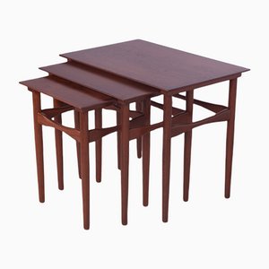 Tavolini ad incastro Mid-Century di Poul Hundevad per Fabian, anni '60, set di 3