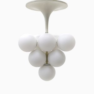 Chandelier with 10 Opal Glass Spheres, 1960s