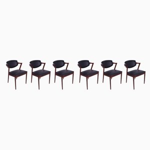 Rosewood Model 42 Dining Chairs by Kai Kristiansen for Schou Andersen, 1960s, Set of 6