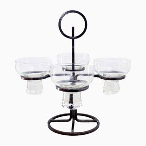 Art Deco Wrought Iron and Glass Candleholder in the Style of Erik Höglund