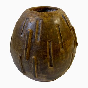 Vase Brutaliste Scandinave en Grès, 1970s