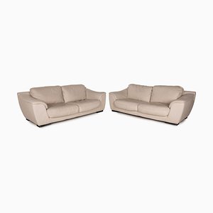 Cream Leather Sofa Set from Luxform, Set of 2