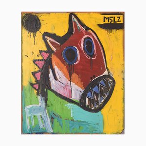 Después de Jean-Michel Basquiat, Pintura abstracta, Óleo sobre tabla
