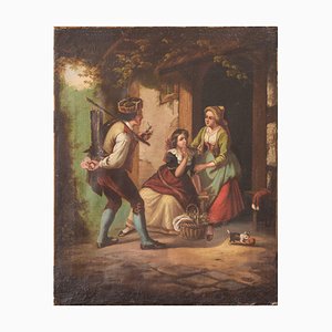 Golden Age Style Courtship Scene, Oil on Canvas