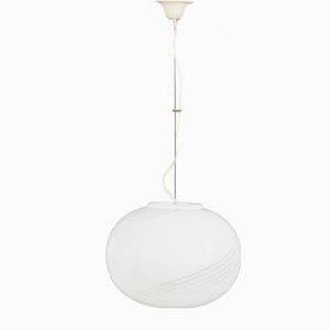 Lámpara colgante italiana con esfera de cristal de Murano al estilo de Venini de Paolo Venini, años 70