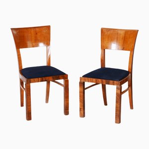 Art Deco Czech Walnut Dining Chairs, 1930s, Set of 2