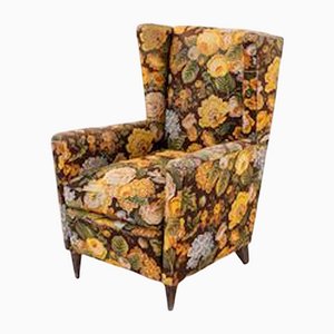 Italian Floral Fabric Armchair by Paolo Buffa