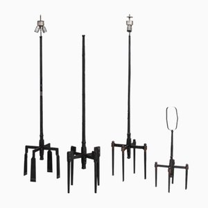 Brutalistische Mid-Century Steh- und Tischlampe aus Eisen, 4er Set