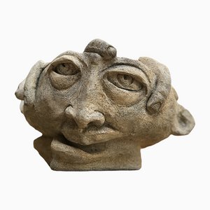 Gesichtsskulptur aus Steingut von Vallauris