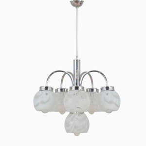Italian Murano 2-Color Glass Shades Chandelier in the Style of Mazzega, 1970s