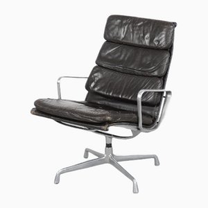 Vintage Ea 216 Soft Pad Desk Leather Chair by Charles & Ray Eames for Herman Miller, 1960s