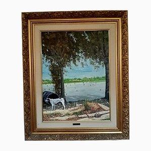 Ricard Noé, Delta dell'Ebro, olio su tela, con cornice