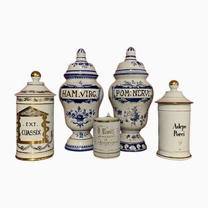 Antique Pharmacy Containers & Pots, Set of 5