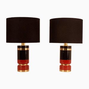 Mid-Century Brass and Lacquered Table Lamps from Clar, Spain, 1970s, Set of 2