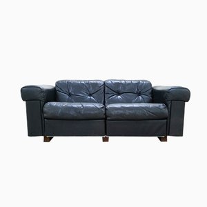 Black Leather Two-Seater Sofa from De Sede, 1970