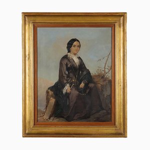 Retrato femenino, óleo sobre lienzo, enmarcado