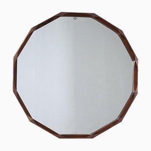 Italian Glass Rosewood Wall Mirror, 1960s