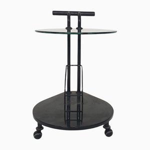 Glass and Black Metal Bar Cart or Trolley, 1980s