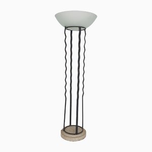 Italian Iron Stone and Glass Floor Light