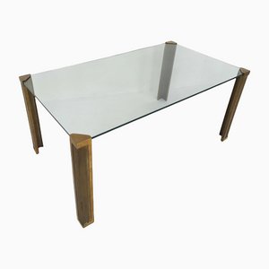 German Glass and Bronze Dining Table by Peter Ghyczy, 1970s