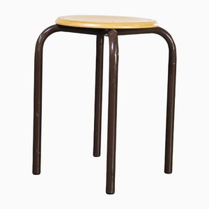 French Brown Stacking School Stools, 1960s, Set of 6