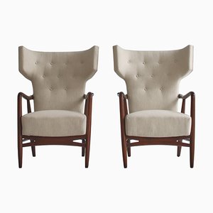 Set of Danish Wingback Armchairs by Eva Koppel for Slagelse Furniture, 1947
