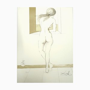 Salvador Dali, Desnudo en la ventana, 1970, Litografía