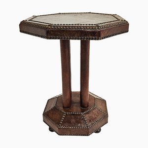 Art Deco Studded Leather Side Table, 1930s