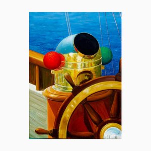Patrick Chevailler, Wheel and Compass, 2021, óleo sobre lienzo