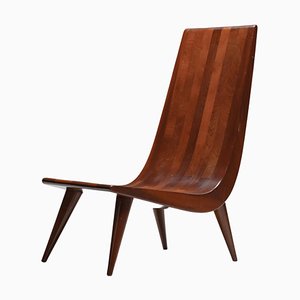 Mid-Century Modern Brazilian Walnut Lounge Chair in the Style of Niemayer from Caldas, 1970s