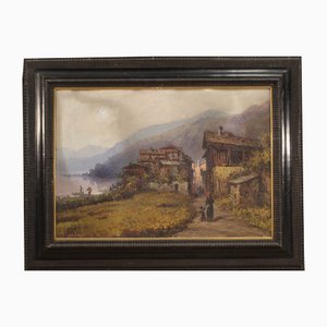Romolo Liverani, Landscape, 19th Century, Oil on Board, Framed