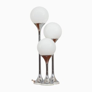 Italian Space Age Chrome Table Lamp with 3 White Spheres by Targetti Sankey, 1970s