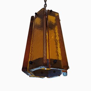 Hand Blown Art Glass Ceiling Lamp with Thick Glass