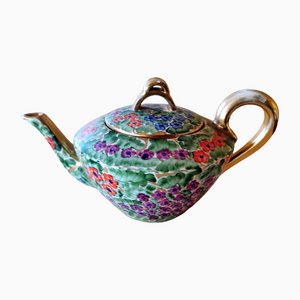 Kunsthandwerk Italienische Handbemalte Glasierte Keramik Teekanne