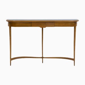 Walnut Console Table with Glass Top by Carlo Enrico Rava
