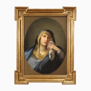 Virgin of Sorrows, 18th-Century, Oil on Canvas, Framed