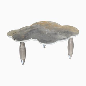 Grey Cloud Shaped Scagliola Coffee Table with Acrylic Glass Legs