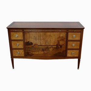 Mahogany and Marquetry Dresser Buffet in the Style of Louis XVI, 1940s