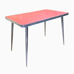 Vintage Pink Formica Tisch mit Stahlgestell, 1950er