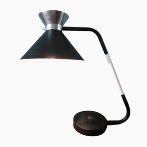 Modernistische Französische Jumo Schreibtischlampe in Schwarz & Weiß, 1950er