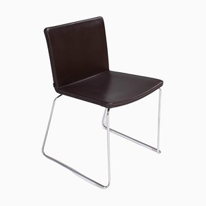 Nex Brown Leather Dining Chair by Mario Mazzer for Poliform