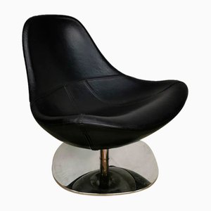 Sedia girevole in pelle nera di Ikea