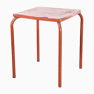 French Square Metal Garden Table in Red, 1950s
