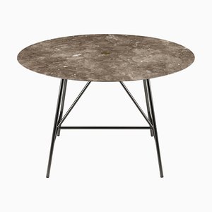 Medium W Round Dining Table in Honed Gris Du Marais Marble by David Lopez Quincoces for Salvatori