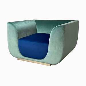 Poltrona ABYSS in velluto blu menta e oceano di Kabinet