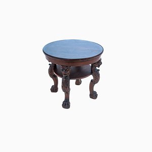 Antique Round Coffee Table with Lions, 1900